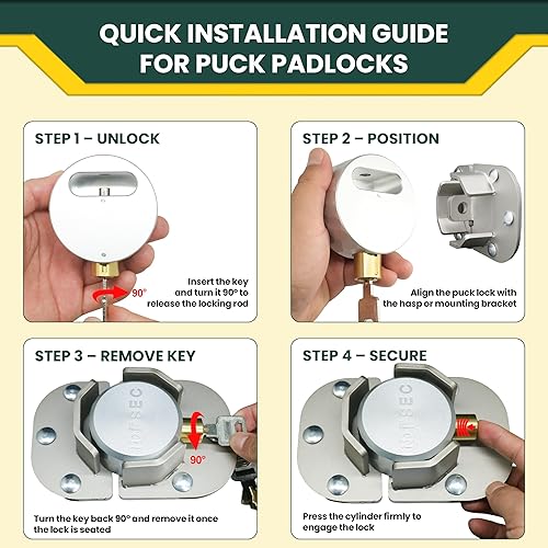 Miniatura 8 de Candado de disco de aluminio resistente, candado de alta seguridad con grillete oculto para remolques, camiones, furgonetas, contenedores y unidades