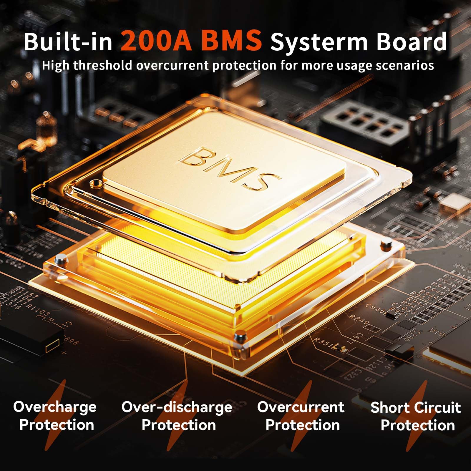 Humsienk Batteria al Litio LiFePO4 12V 200Ah, 2560Wh, BMS 200A Integrato con Protezione Bassa Temperatura, 15000+ Cicli, per Nautica, Camper, Solare, Sistemi Off-Grid