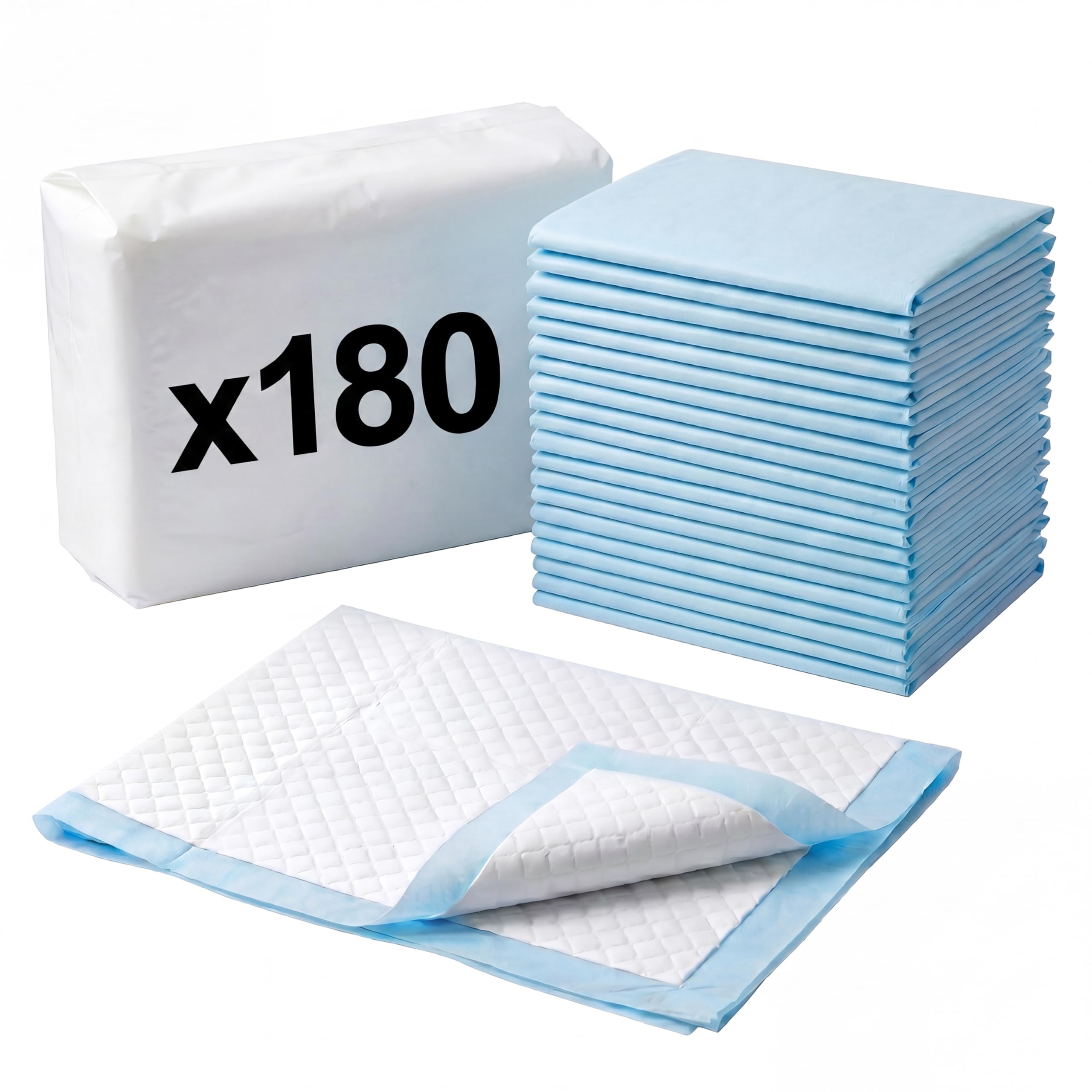 KMINA Empapadores Cama Adultos 60x90 Desechables, Impermeable (180 uds) | Salvacamas absorbente con SAP y celulosa, protector de colchón antideslizante para enfermos, capa transpirable