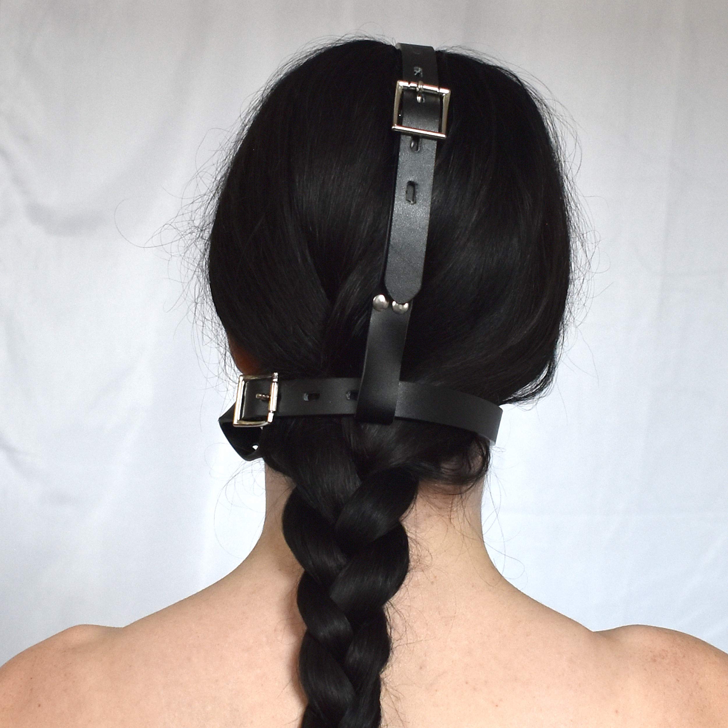 Imbracatura Testa BDSM con Dildo Bavaglio, lucchetto, regolabile | Imbracatura doppio dildo con dildo interno & esterno, regolabile, forma anatomica – Bondage, Femdom, Dom/Sub, gioco bavaglio