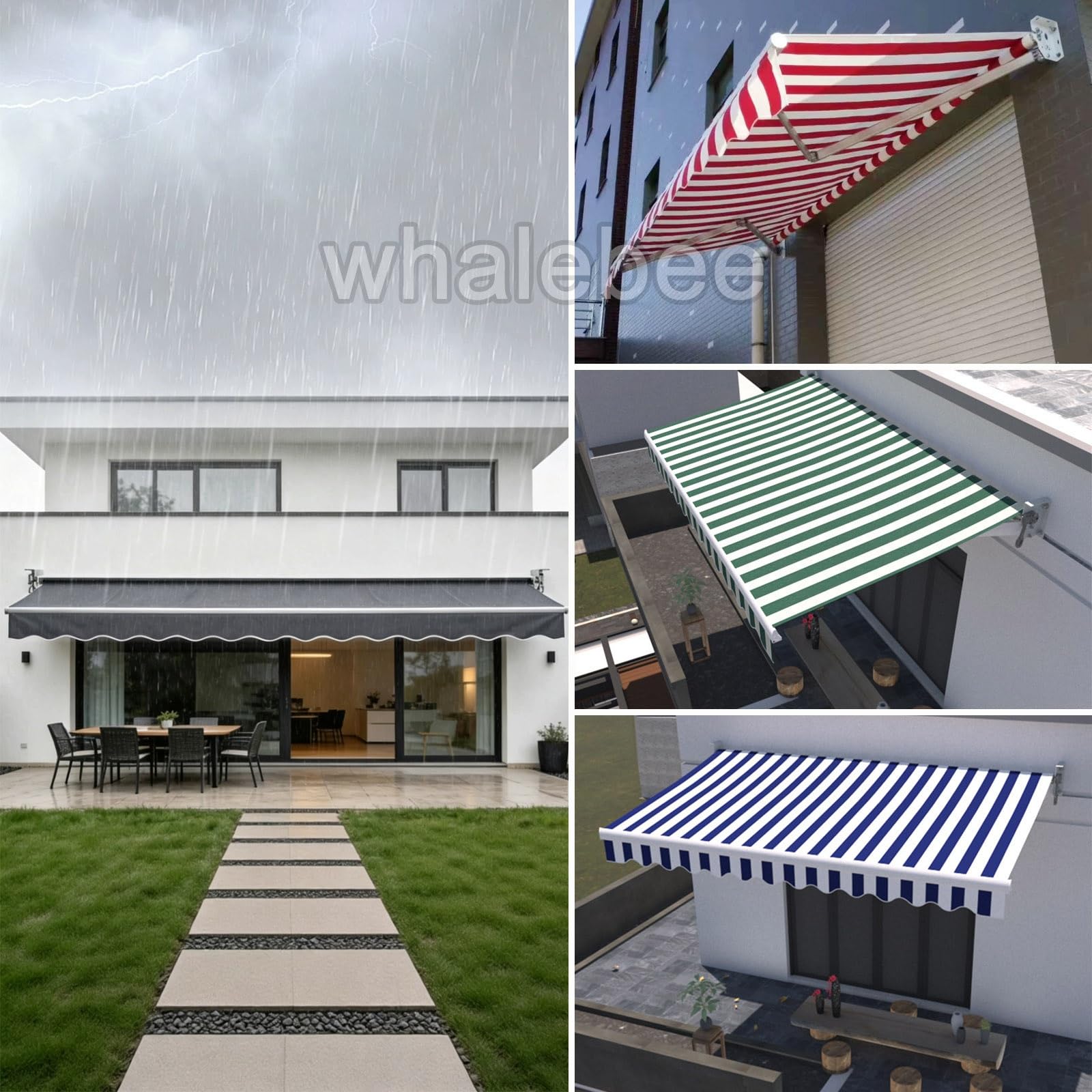 Telo Di Ricambio Per Tenda Da Sole Per Esterno AntiUV(Gray,280x200cm) | copertura di ricambio per Tenda da Sole a Bracci Estensibili Avvolgibile, Poliestere con mantovana Solo tessuto