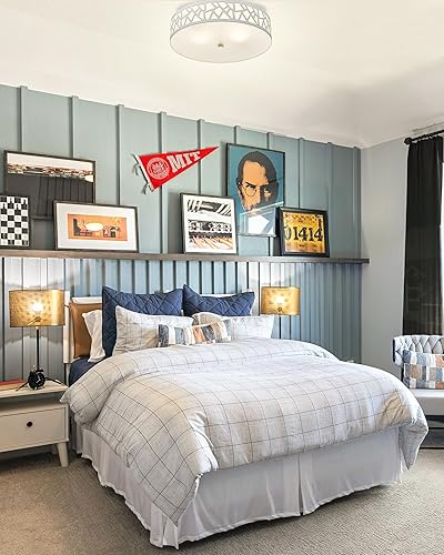 Miniatura 10 de VICNIE Lámpara de techo semiempotrada de 13 pulgadas, lámpara de techo de 2 luces, lámpara industrial de granja cerca de techo para pasillo,