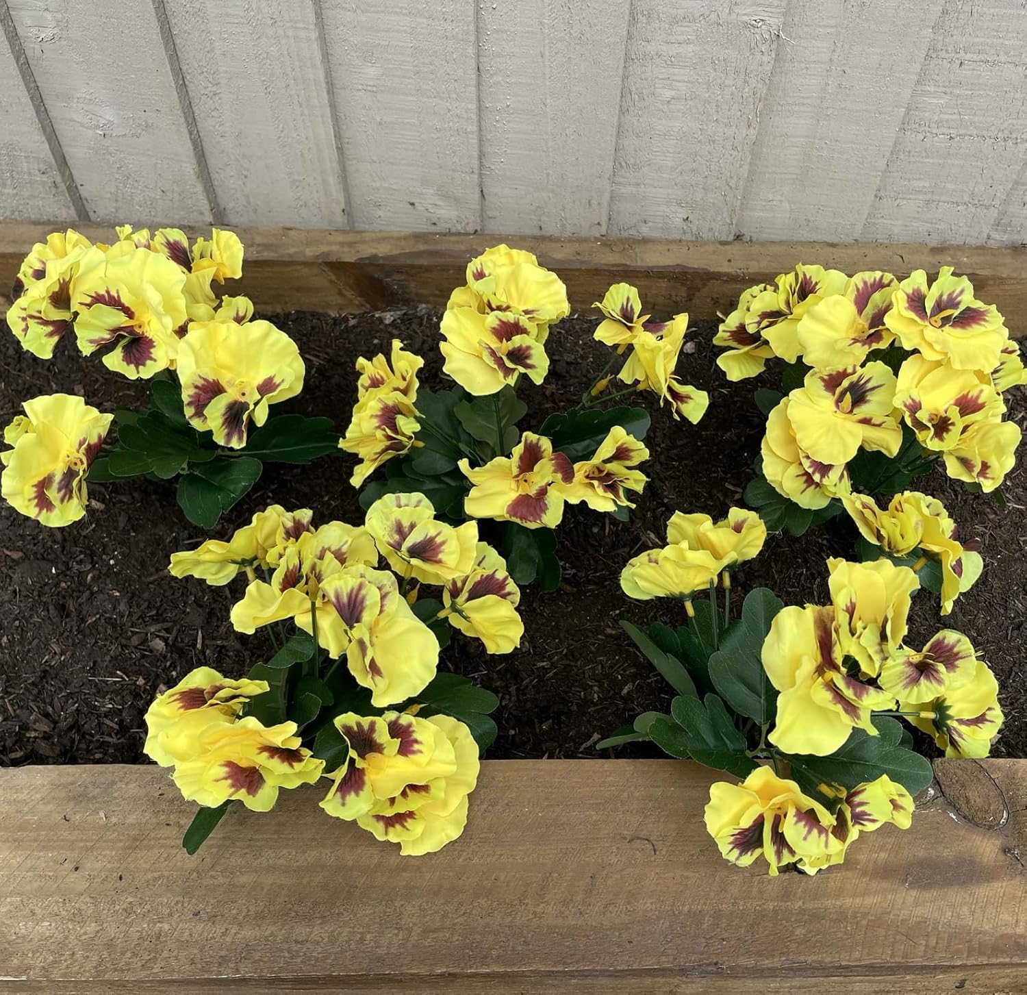 Artificial Pansy ​Flowers - Fake Plants for Outdoor ​or​ Indoor Use - Faux Flower Decorations ​with Fade Resistant Colour - POTS NOT Included (5 Pack - Yellow)