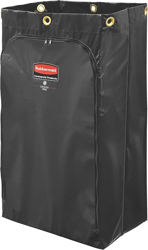 Commercial Products Cleaning Cart Bag 24-Gallon Yellow Collecting Refuse or Laundry Items Janitorial and Housekeeping Carts Zippered Front