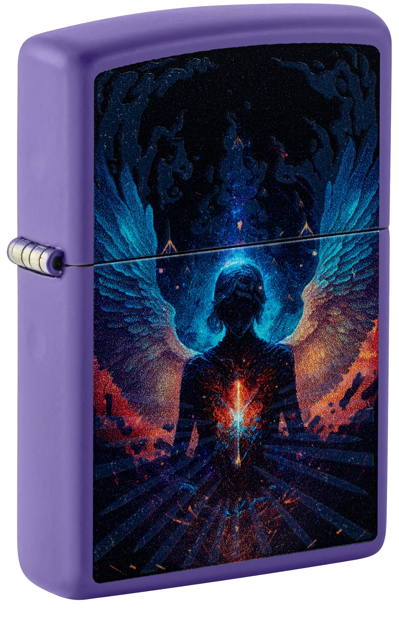 Zippo Angel Zapalniczka Sztormowa, Lampa Światła Czarnego, do Napełniania, Wielokrotnego Użytku, Wiatroodporna Konstrukcja, Pudełko na Prezent, Wykonano w USA, Kolor Fioletowy Matowy (Purple Matte)