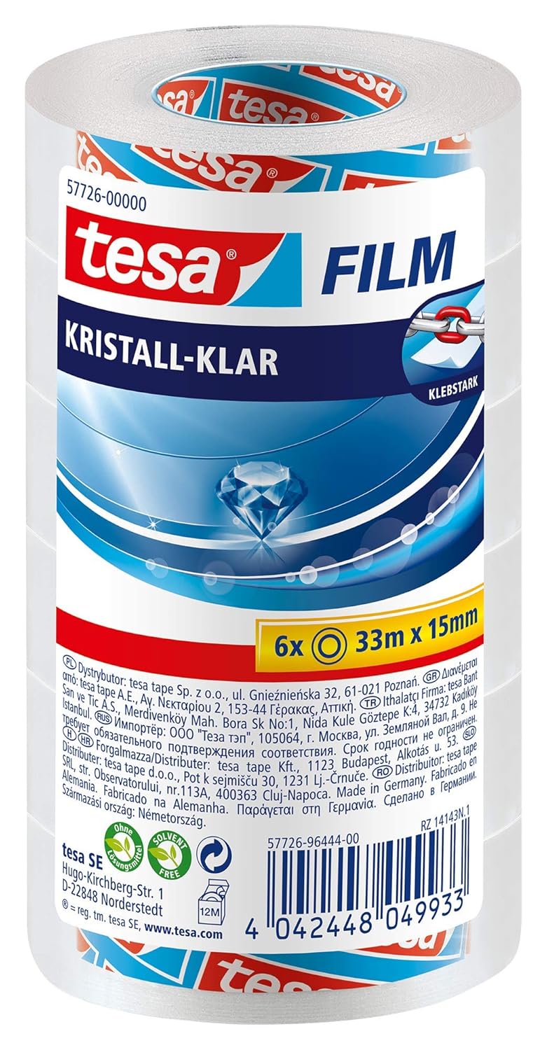 Tesa 57726-00000-01 Pack of 33 Clear Adhesive Film 6 m x 15 mm