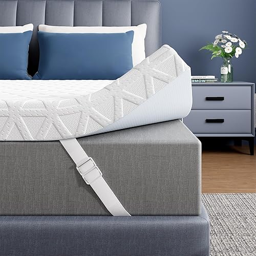 Miniatura 12 de ELEMUSE Cubrecolchón de espuma viscoelástica con diseño ventilado de 3 pulgadas, tamaño individual, almohadilla de espuma de remolino con gel