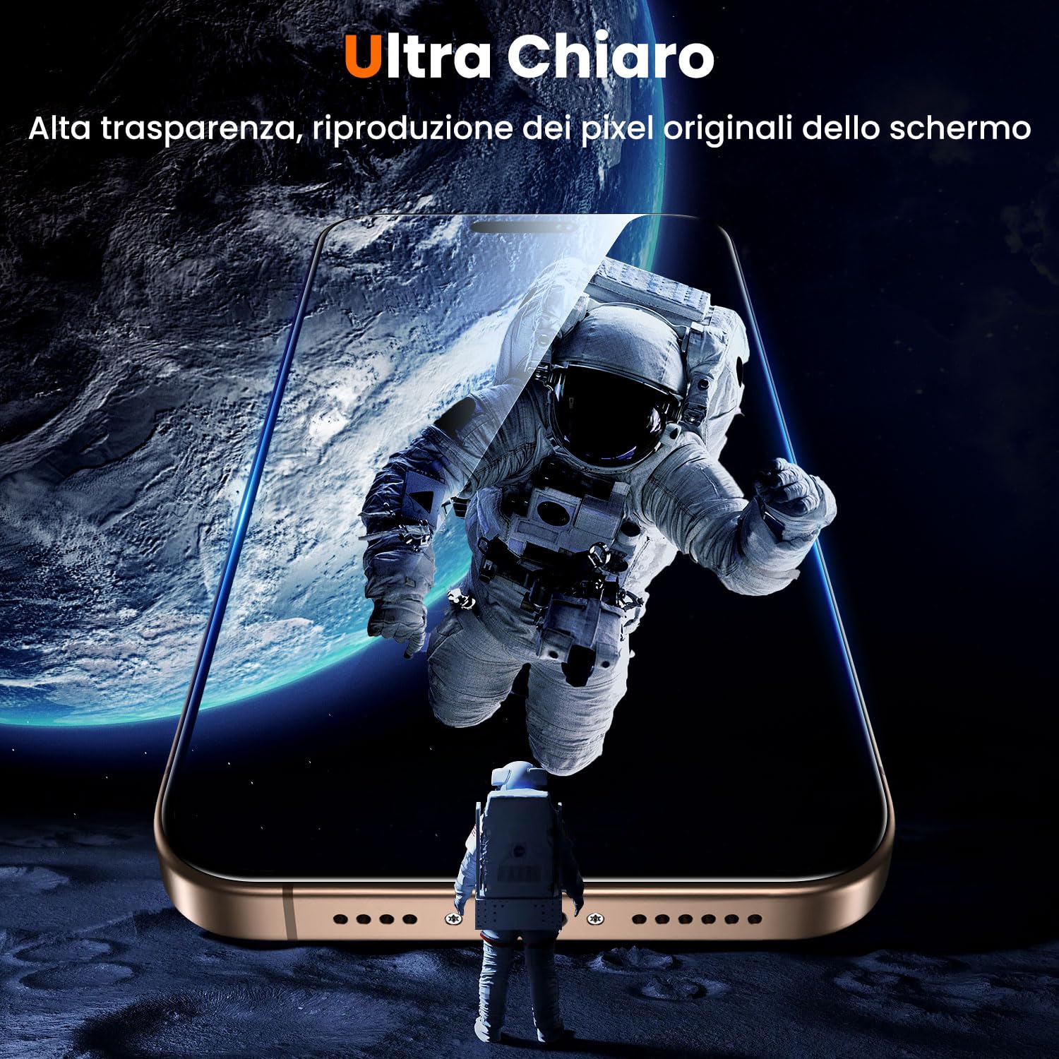 UniqueMe per iPhone 16 Pro Max Pellicola Protettiva - 2 Pezzi Pellicola Vetro Temperato per iPhone 16 Pro Max, Rimozione Automatica Della Polvere, Auto Guarigione, Installazione Facile e Veloce