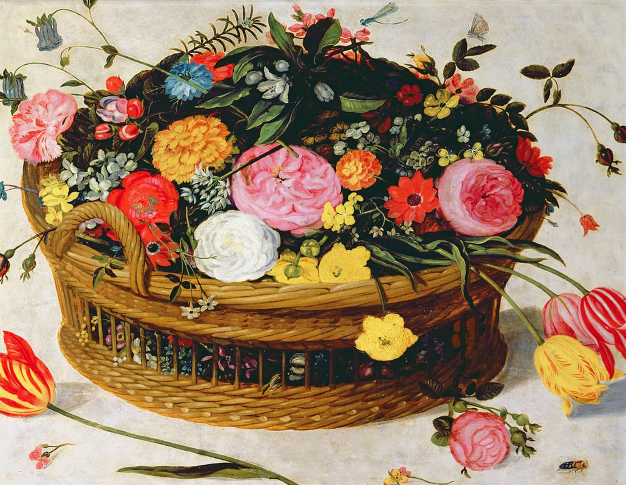 ARTXLXXBN Famous Prints Artwork Pictures Poster Painting Art Basket of Flowers by Jan the Elder Brueghel Artwork Landscape Pictures for Home Decor 60x90cm