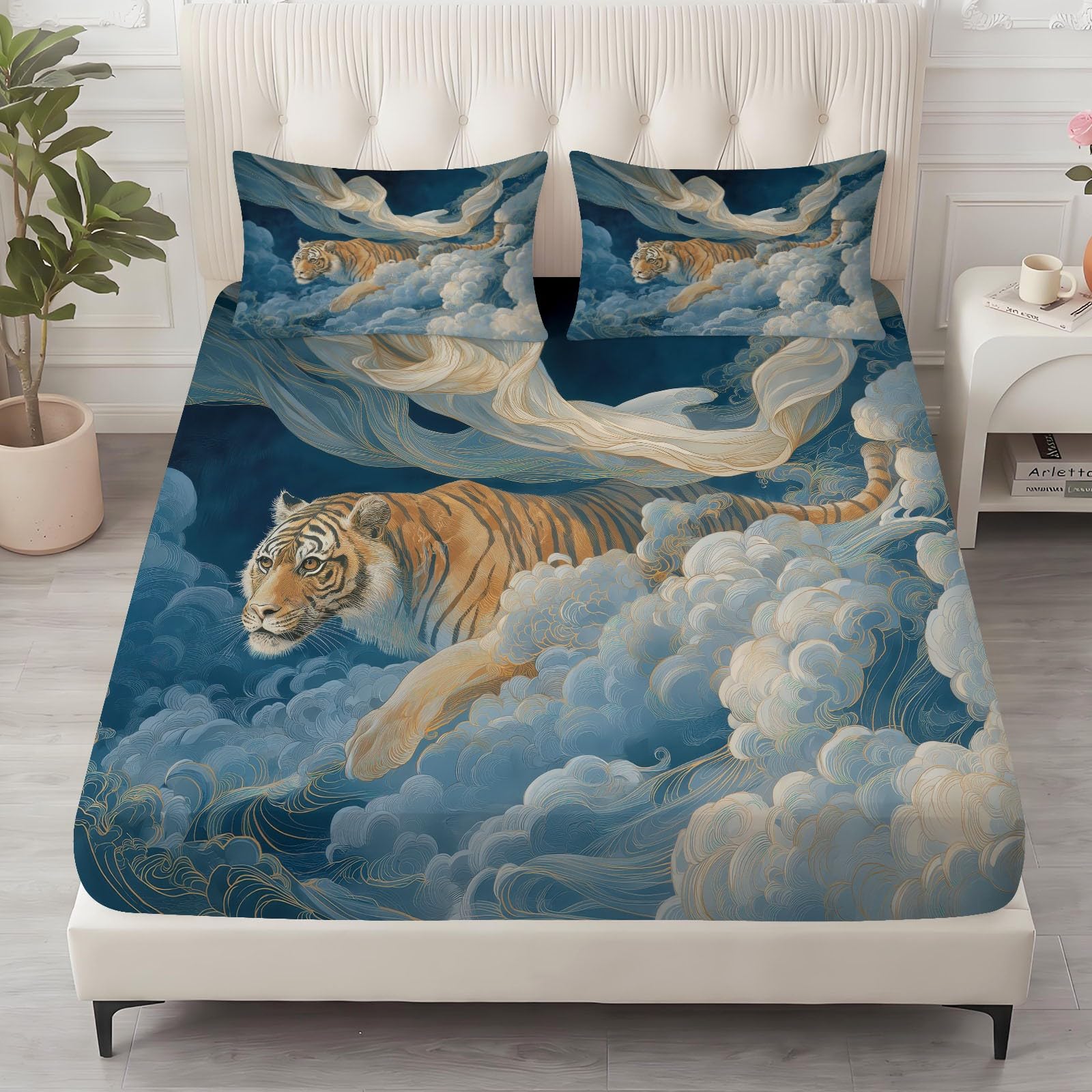 Fantasy Animals prześcieradło z gumką na łóżko King 150 x 200 cm, głęboka