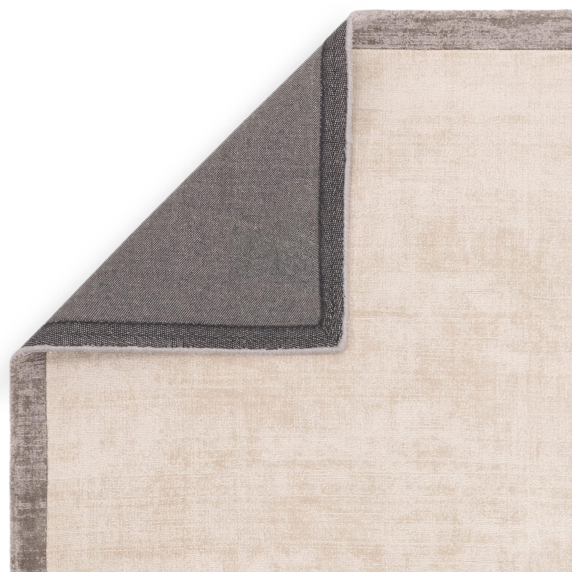 Blade Border - Tappeto in viscosa intrecciata a mano, effetto invecchiato, altamente lucido, lussuoso, morbido come la seta, per soggiorno, camera da letto o salotto, con bordo argento, XL, 200 x 290