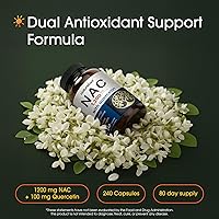 Vista 2 de NatureBell Suplemento NAC de 1200 mg por porción 240 cápsulas, N-acetil cisteína con quercetina Doble fuerza - Apoyo para la salud inmunológica