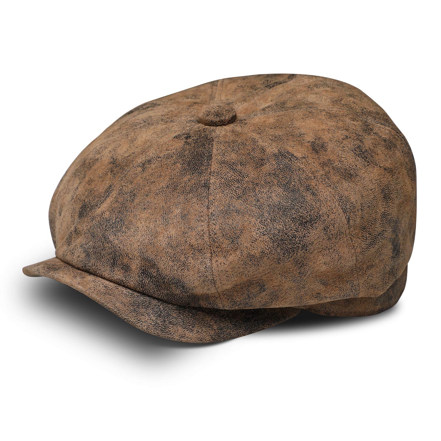 fiebig 8-Panel Berretto in Pelle per Uomo e Donna | Bakerboy cap con Fodera per Tutto L'Anno | Cappello con Visiera