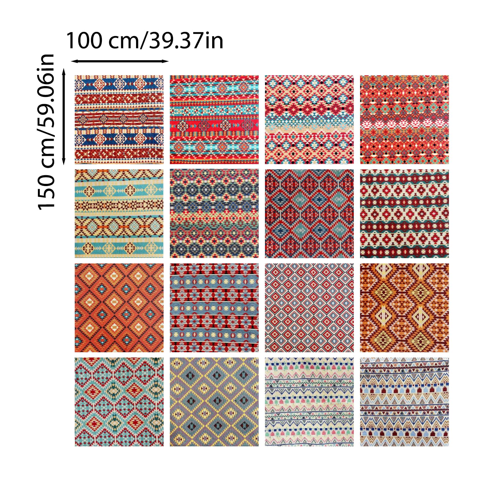 Tela de algodón de 100 x 150 cm, diseño étnico, tela jacquard, gobelino, venta por metros, tela decorativa retro, manualidades, tela para coser