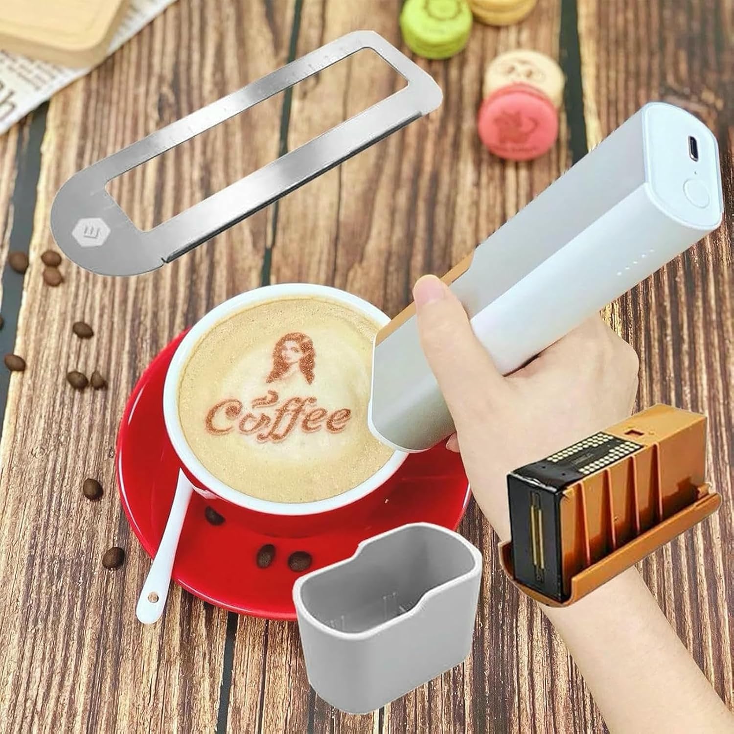 FLTRGO Cake Coffee Desserts DIY Printer Pen, Edible Inkjet Mini Food WiFi Printing Machine, with Auxiliary Ruler~/