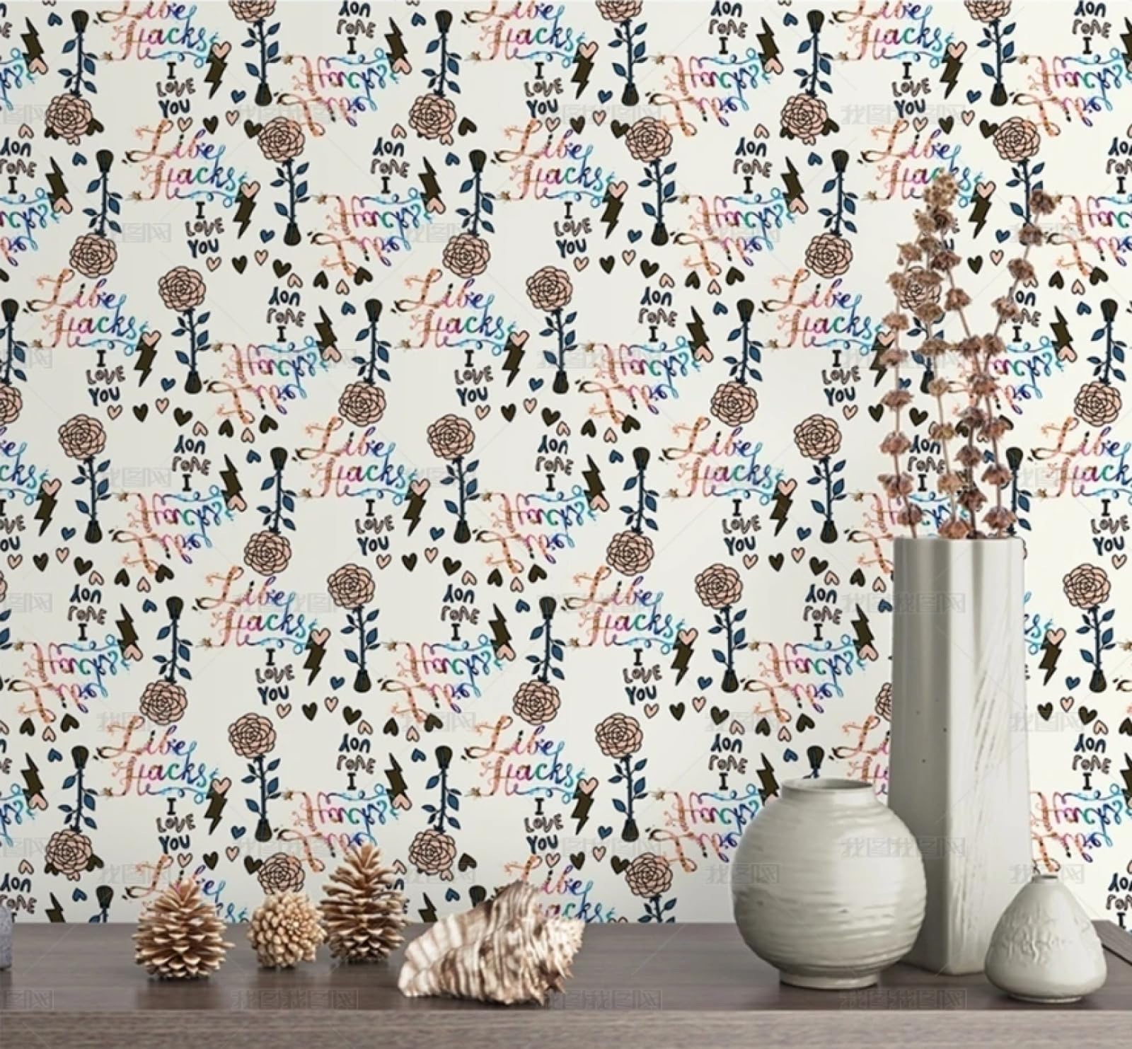 Papier peint autocollant floral 45x300cm adhésif vinyle pour meuble et mur