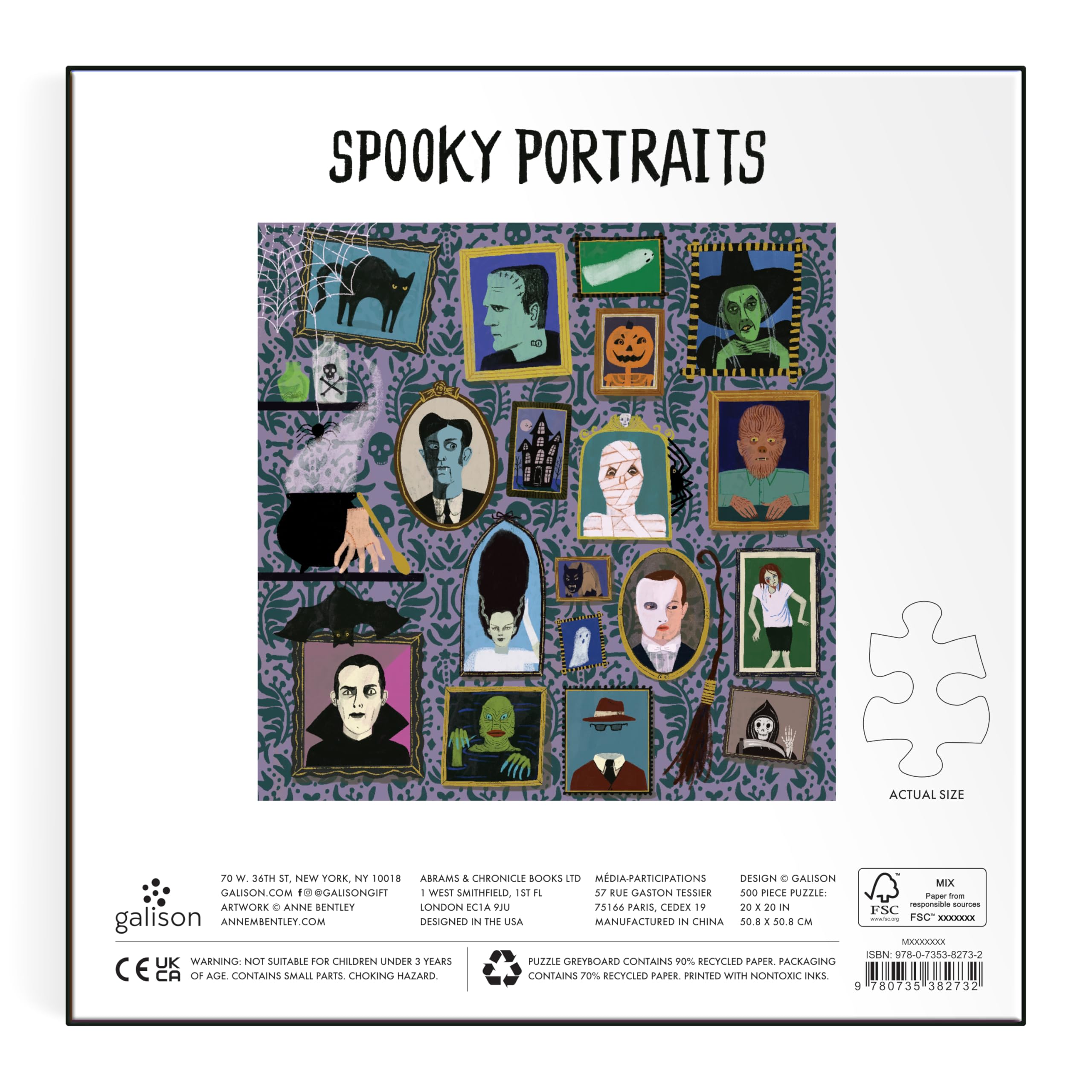 Amazon.com: Galison Spooky Portraits – 500 Piece Foil Jigsaw