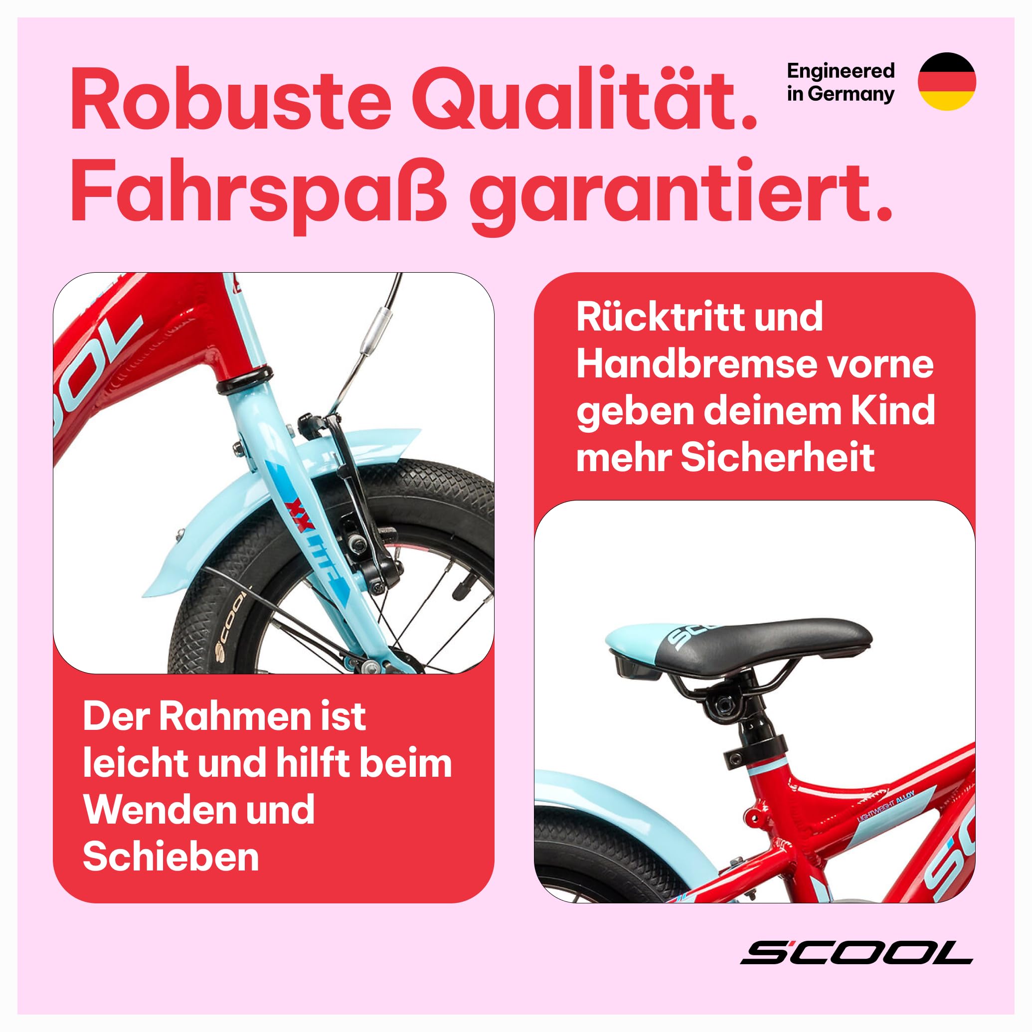 S’COOL XXlite Kinderfahrrad 12 Zoll – Jungenfahrrad – Fahrrad für Kinder 2–4 Jahre – Körpergröße ca. 85–100 cm – Leichtes Kinderrad