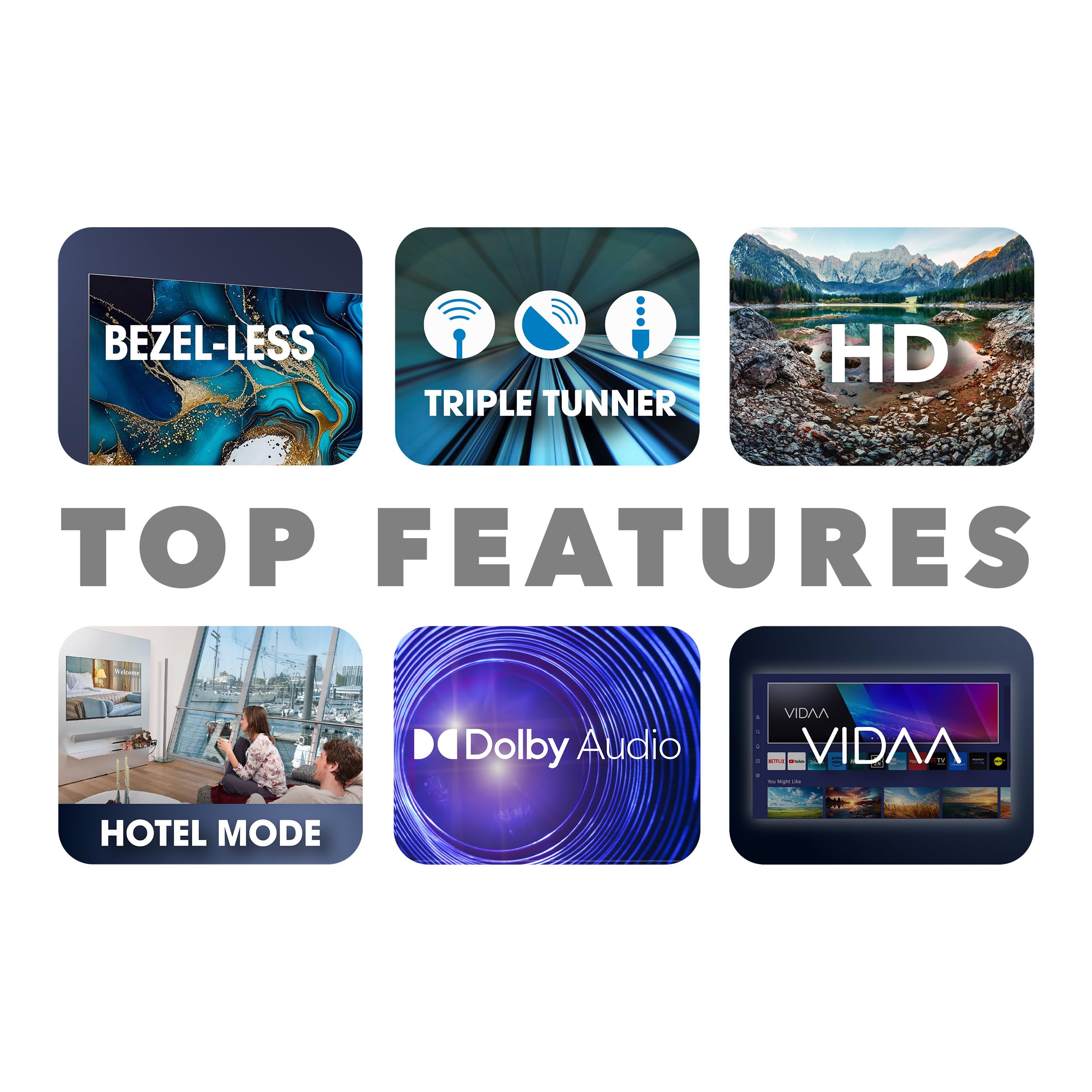 Smart Tech TV LED HD 24' (60 cm) 24HV02V Smart TV VIDAA - Molotov, Netflix, Prime Video, Disney+, Youtube, Plex - 3xHDMI - 2xUSB - Mode Hotel (24")