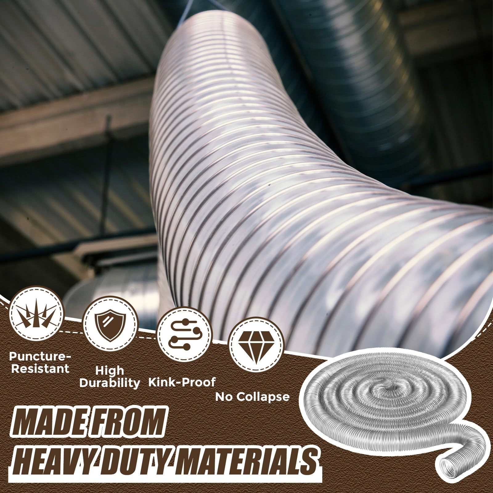Therwen Manguera de recolección de polvo de PVC transparente, manguera de recogida de residuos de polvo y humos, mangueras de vacío transparentes flexibles (4 pulgadas x 40 pies)