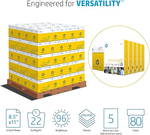 Miniatura 10 de Papel para impresora HP papel de 85 x 11 pulgadas todo en uno de 22 libras estuche de 5 resmas 2500 hojas 96 brillantes fabricado en Estados Unidos