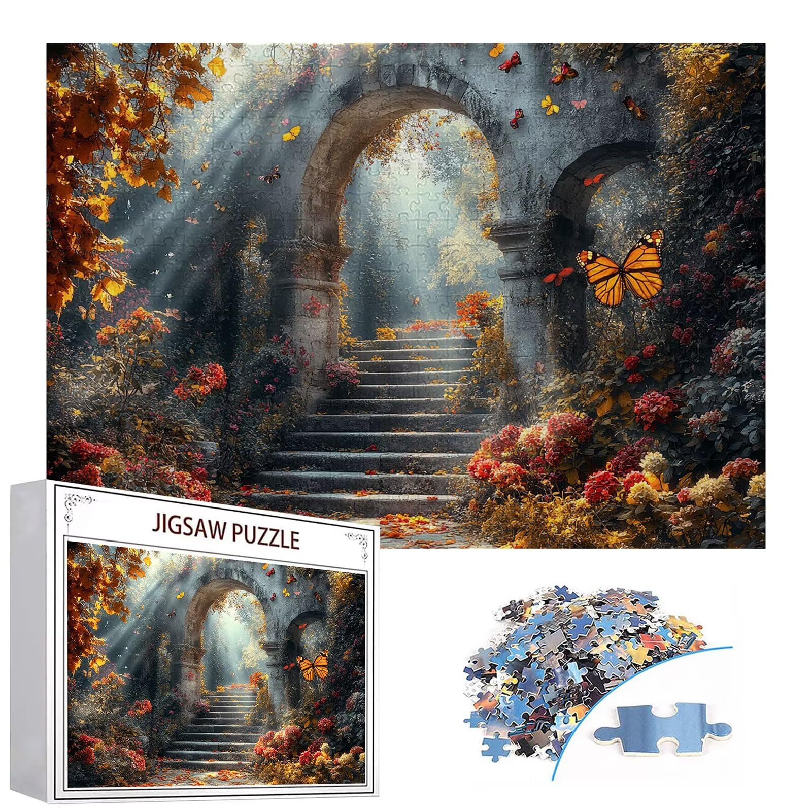 Puzzle 2000 elementów leśnych dorosłych motyl 100 x 70 cm rzemiosło klasyczne 3D drewniana układanka do rodzinnych gier aktywności, układanka do samodzielnego wykonania, do dekoracji ścian domu