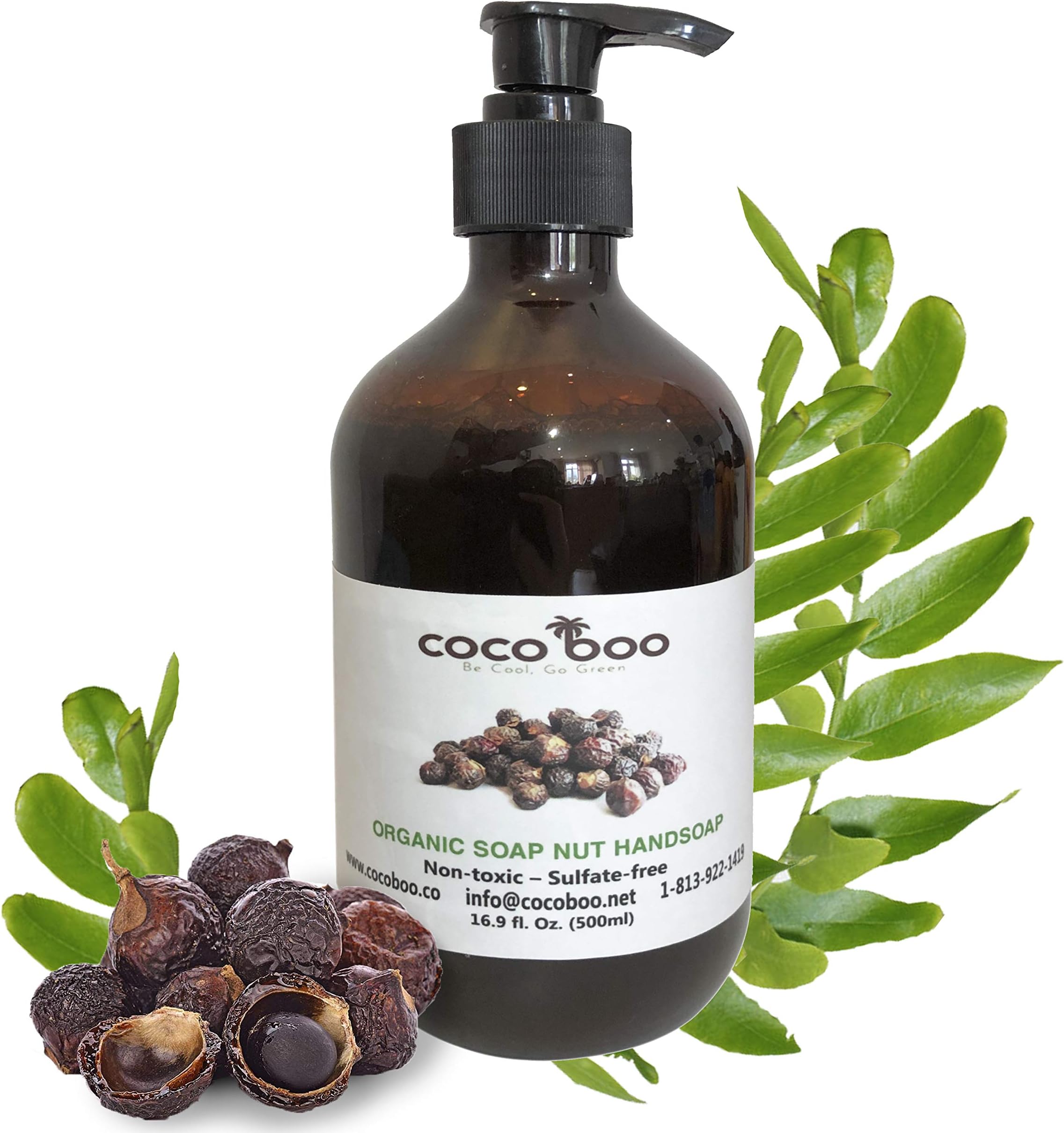 COCOBOO - Soap Nut Liquid Hand Soap, Organic, Anti-bacterial, Non-toxic, Nut-Allergy Safe, Sulfate free, Paraben free, 17 Oz