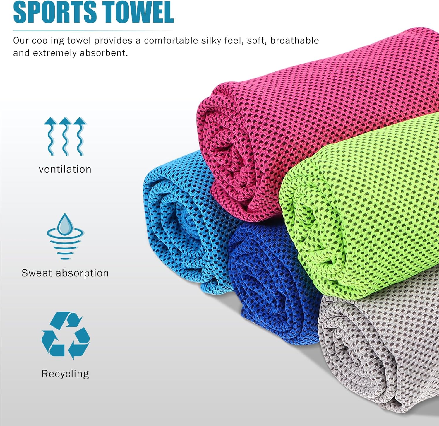 SUPVOX Ice Cooling Towel 39.37In Quick-Dry Microfiber Sports Towel for Workout Sweat Yoga Outdoor Fitness Breathable Cooling Neck
