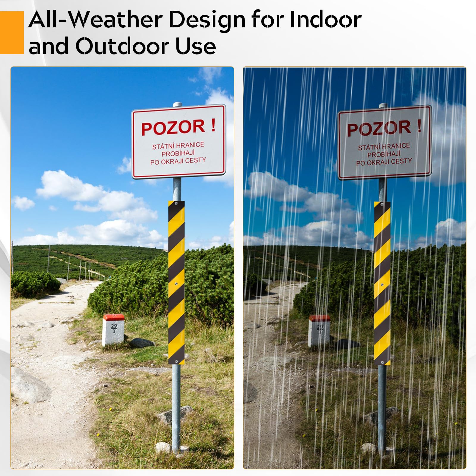 Paneles reflectantes de aluminio para postes, marcadores reflectantes de carretera con alta visibilidad, resistentes a la intemperie para entrada, estacionamiento, calle, advierte de vehículos de