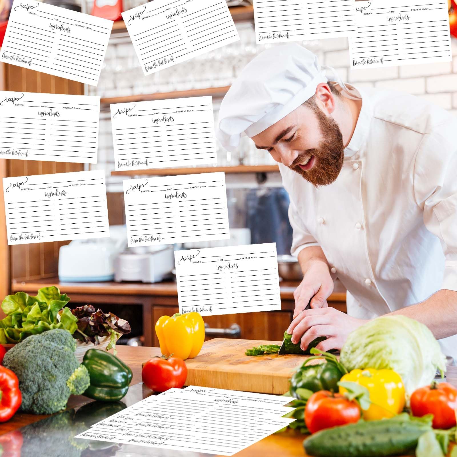 Tarjetas de recetas de 4 x 6 pulgadas, color blanco, de la cocina, paquete de 200 tarjetas de recetas de cocina de doble cara, tarjetas de cartulina gruesa con líneas para bodas, despedidas de