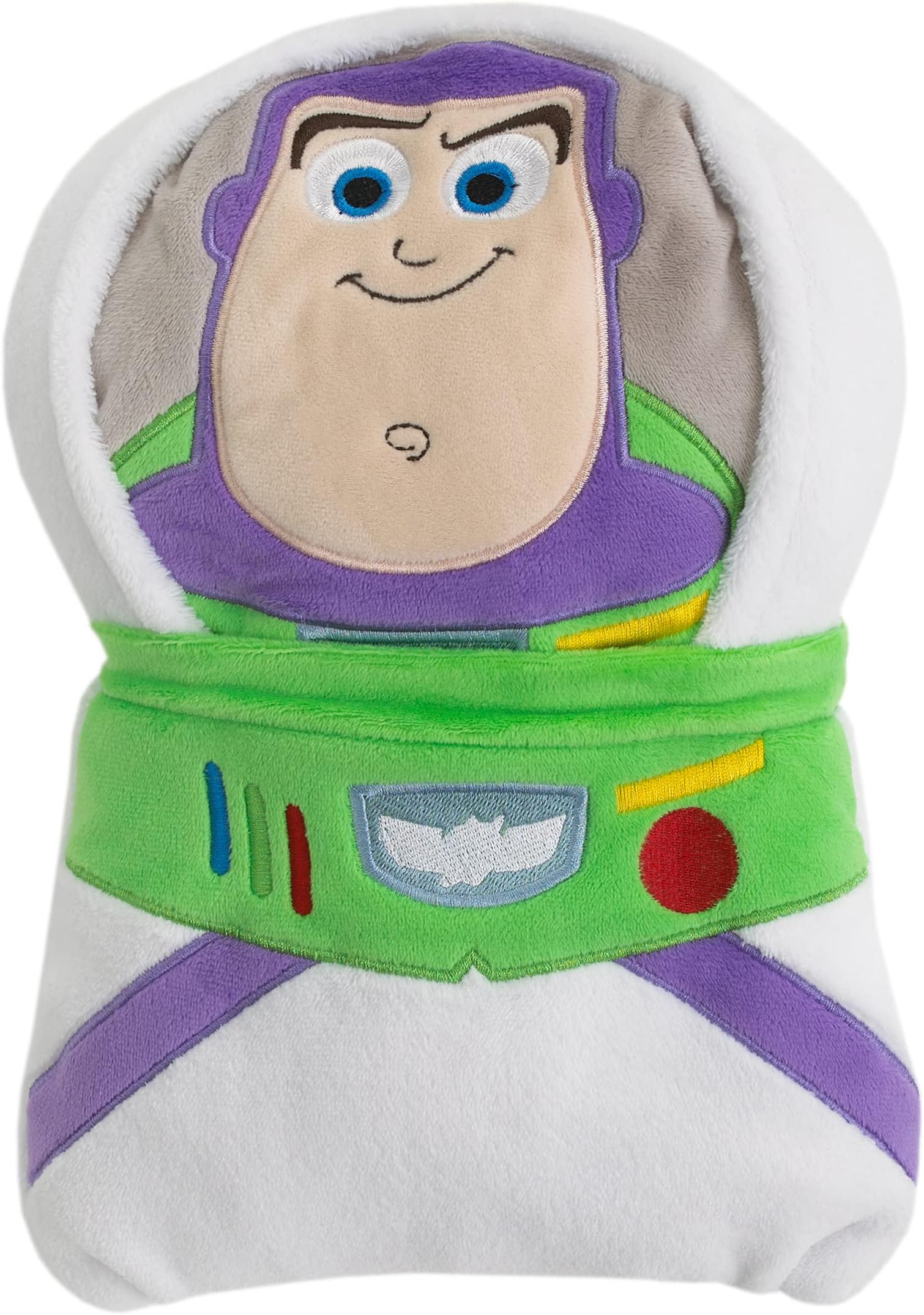 NoJo Disney Toy Story It's Play Time White, Green, and Purple, Buzz Lightyear Shaped Toddler Blanket