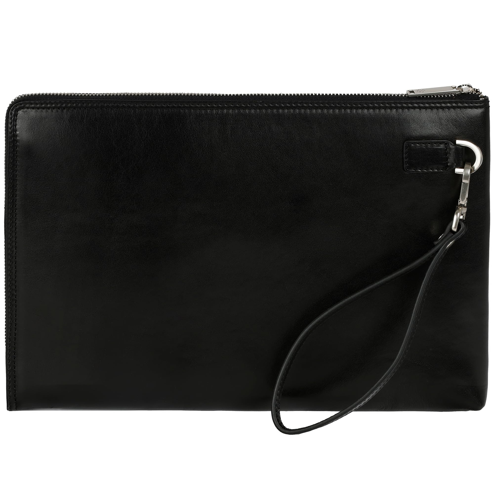 Time Resistance Leather Clutch for Men Organizer Wrist Bag Briefcase Handmade in Italy
