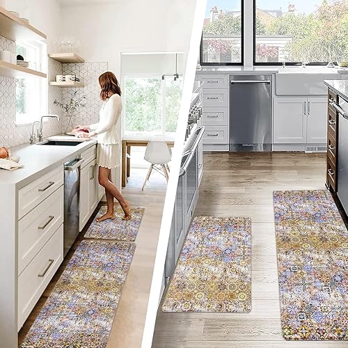 Miniatura 3 de Alfombras y tapetes de cocina bohemios, acolchados, antifatiga, impermeables, antideslizantes, tapetes de cocina y alfombras de espuma