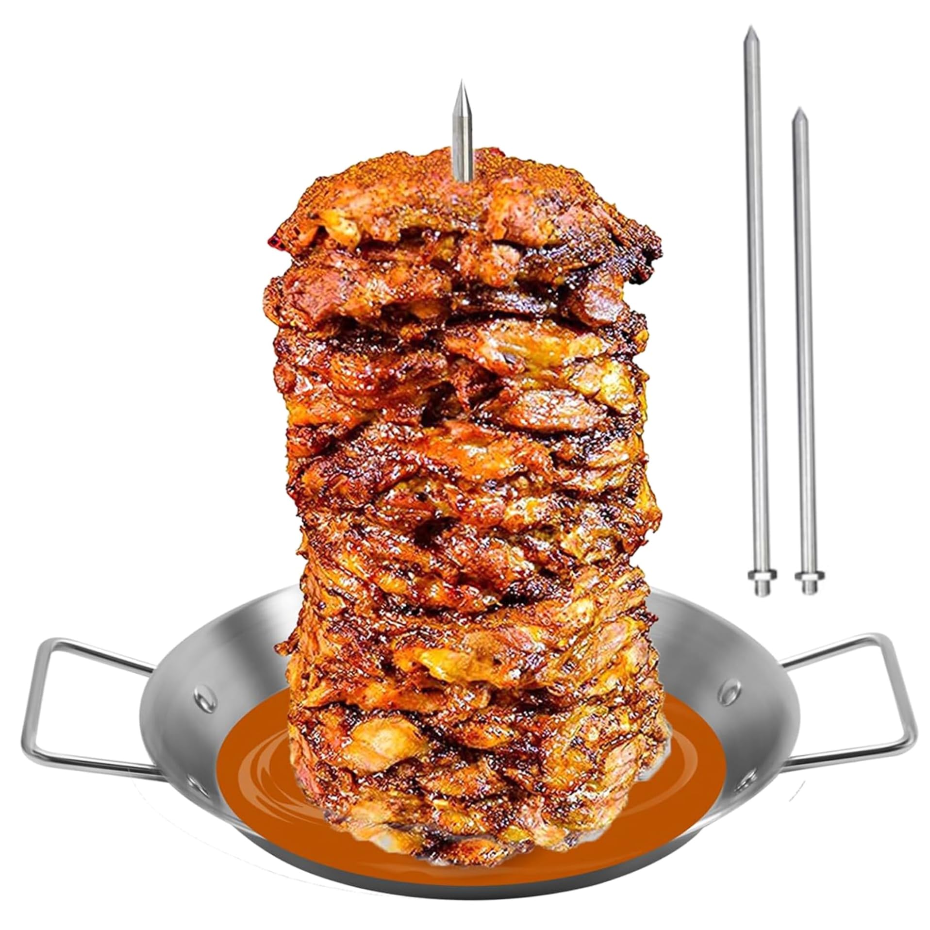 BBQ Vertical Skewer, alsola al pastore al grill, spiedini di supporto verticale con manico, a 3 dimensioni di spiedini in acciaio inossidabile per tacos al pastore, shawarma, kebabs, gyros