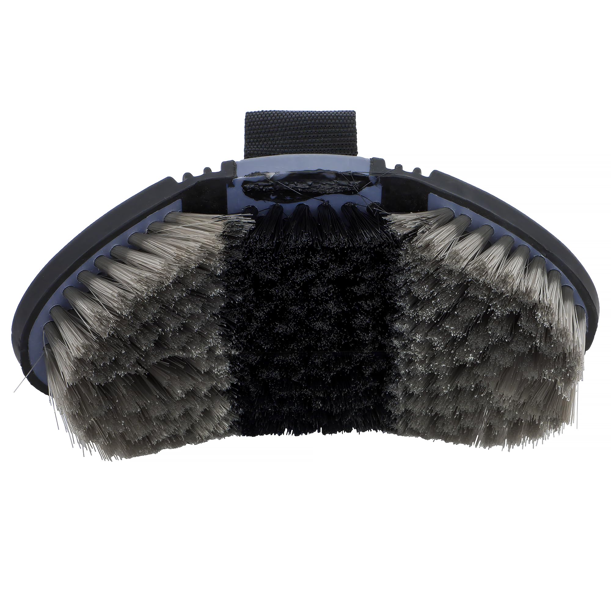 START FlexiBrush szczotka do konia, elastyczna szczotka do pielęgnacji sierści, ergonomiczna, z paskiem na rękę, idealna do wrażliwej skóry konia (czarny/szary)