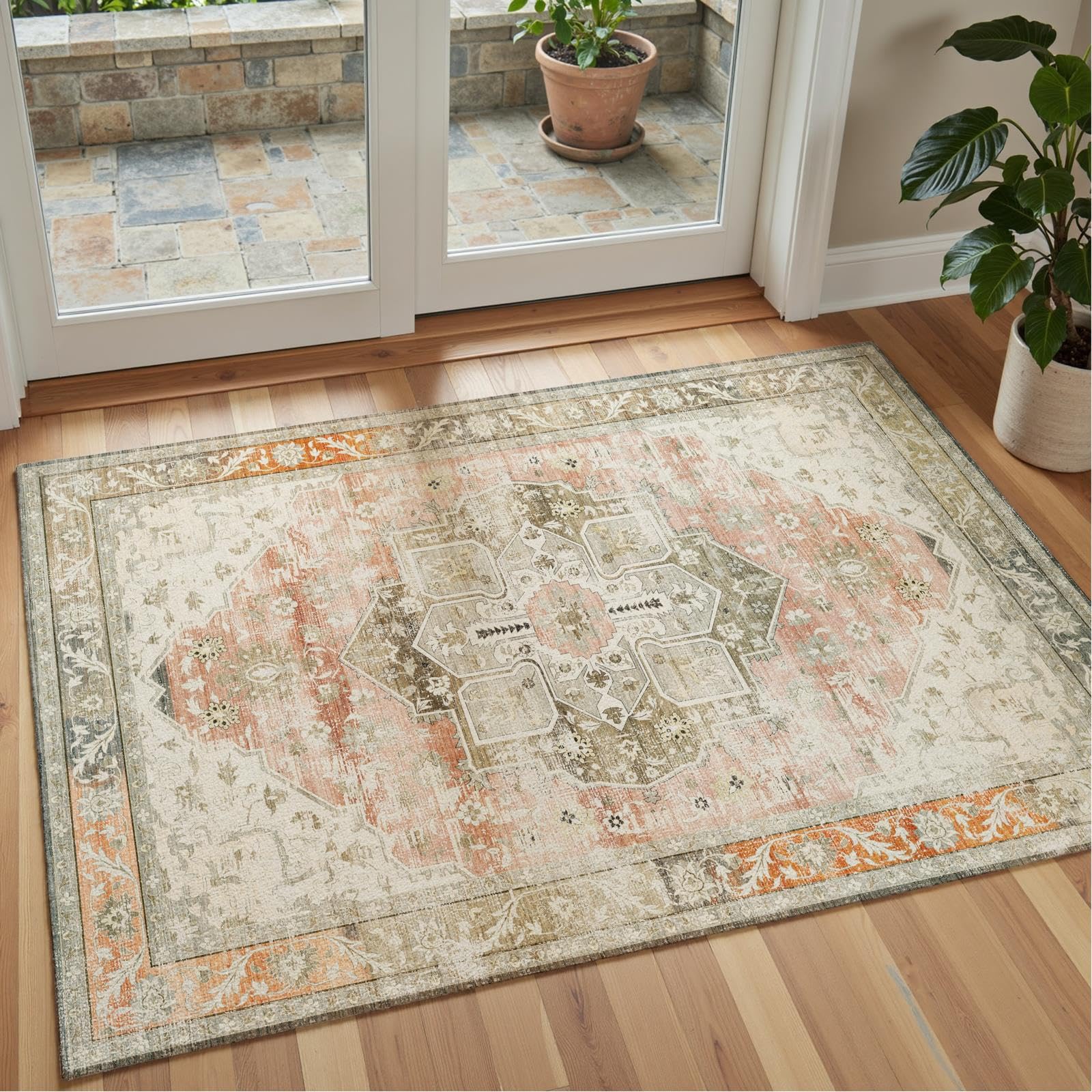 Decoranddecor Distressed Hallway Rug, 80x150cm, Non-Slip, Stain Resistant, Pet Friendly - Image 3