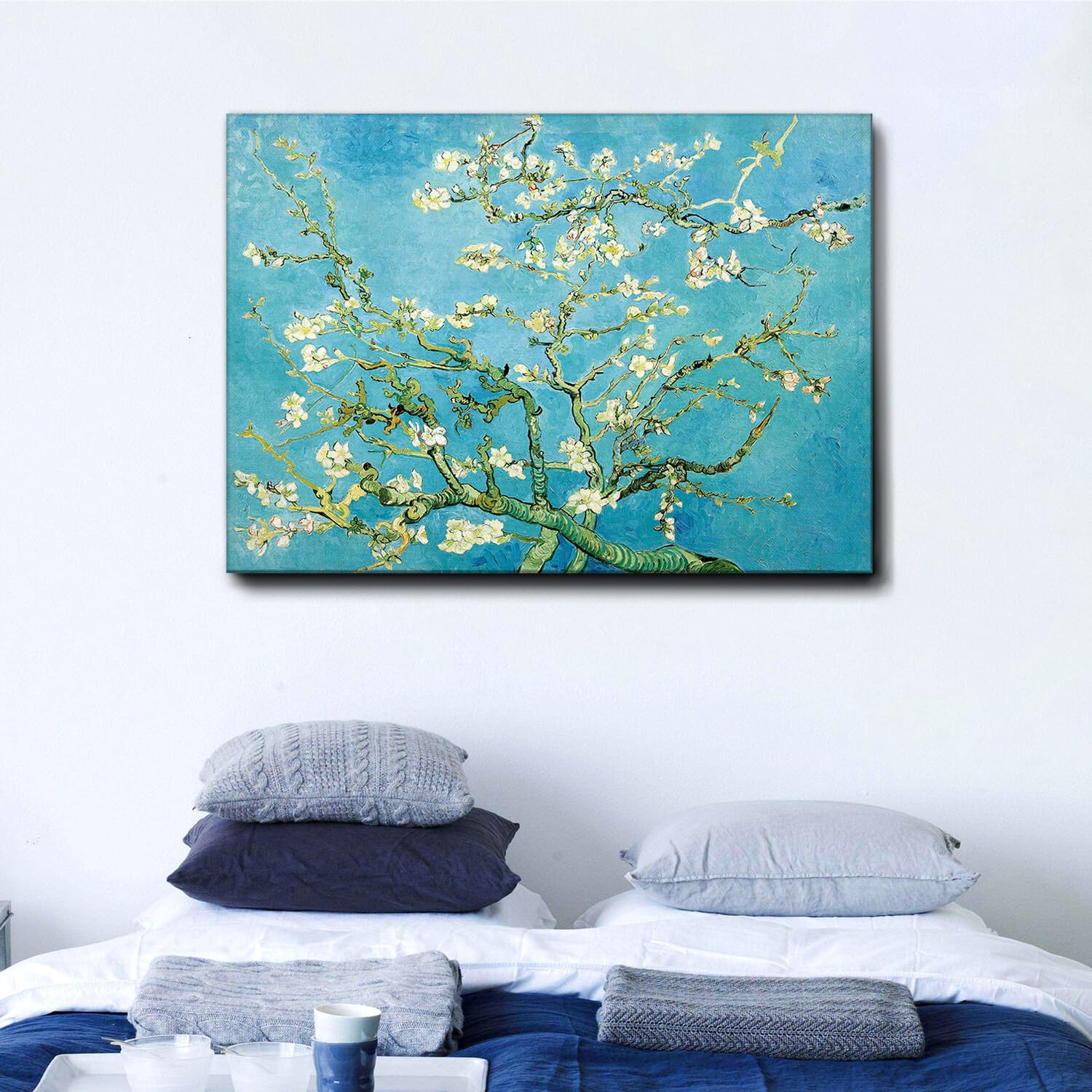 Giallobus - Quadro - Vincent Van Gogh - Fiori di mandorlo - Tela Canvas Telaio Premium Alto Spessore - 140L x 100l cm - Pronto da appendere - Quadri moderni per la casa