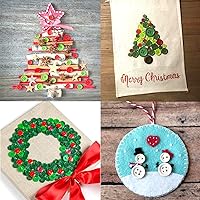 Vista 6 de Aproximadamente 600-700 piezas de botones navideños para manualidades con 2 y 4 agujeros, botones redondos para manualidades para decoraciones