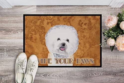 Miniatura 2 de Caroline's Treasures SC9135MAT - Felpudo de puerta de entrada Bichon Frise Wipe Your Paws de 18 x 27 pulgadas, para interiores y exteriores, para