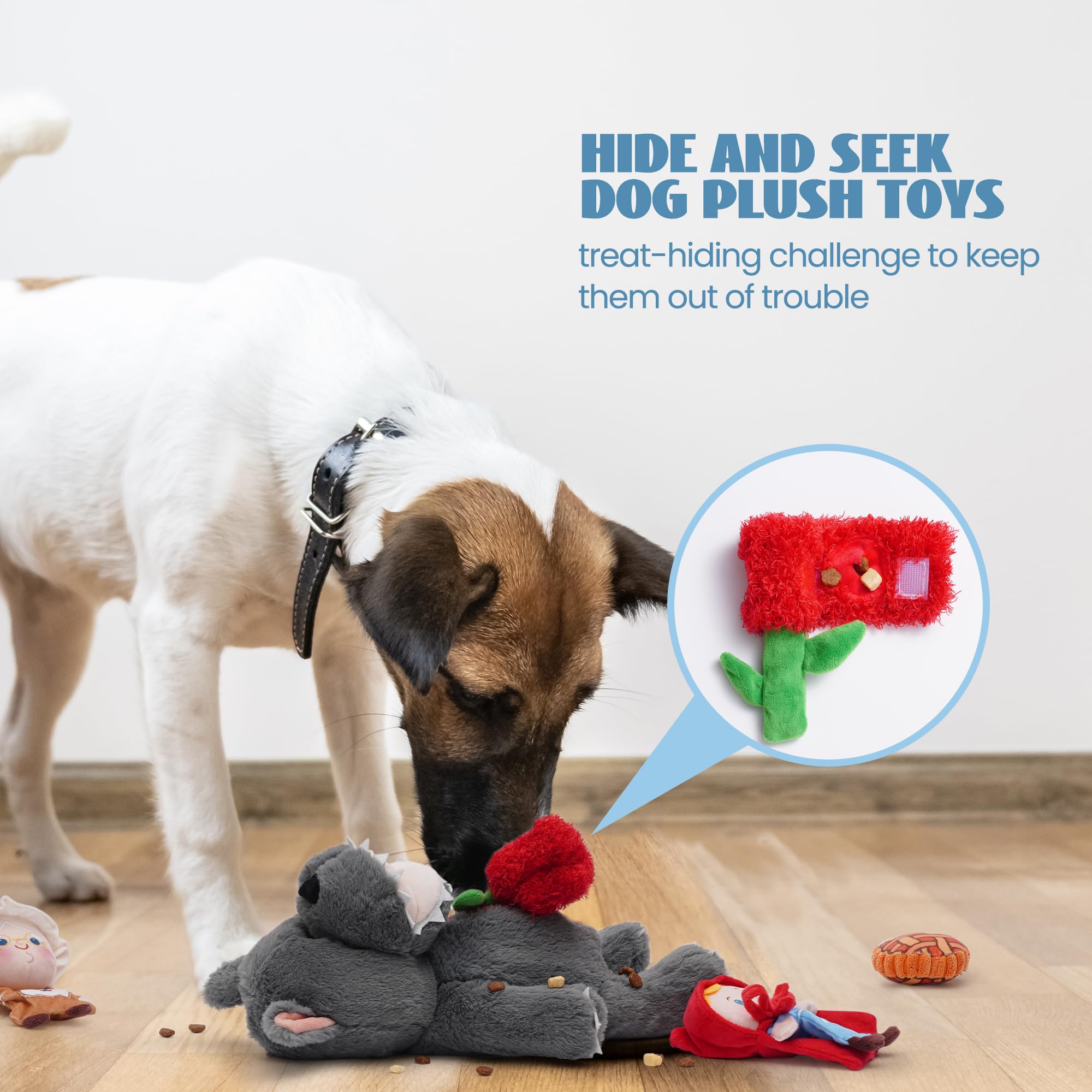 Nocciola 6 in 1 Hide and Seek Funny Squeaky Dog Plush Toy, Puppy Interactive Puzzle Crinkle Dog Toys to Keep Them Busy - Image 4