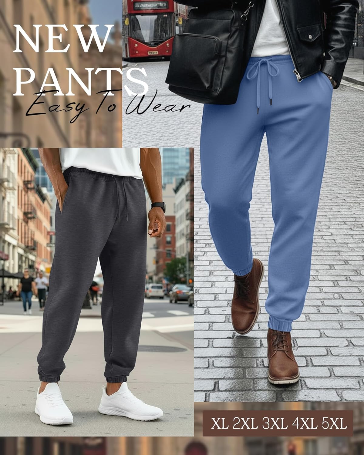 Velvelhall 3 Pack Men's Big and Tall Joggers Lounge Sweatpants Athletic Gym Pants with Pockets Workout Drawstring Jogger Pant - Image 5