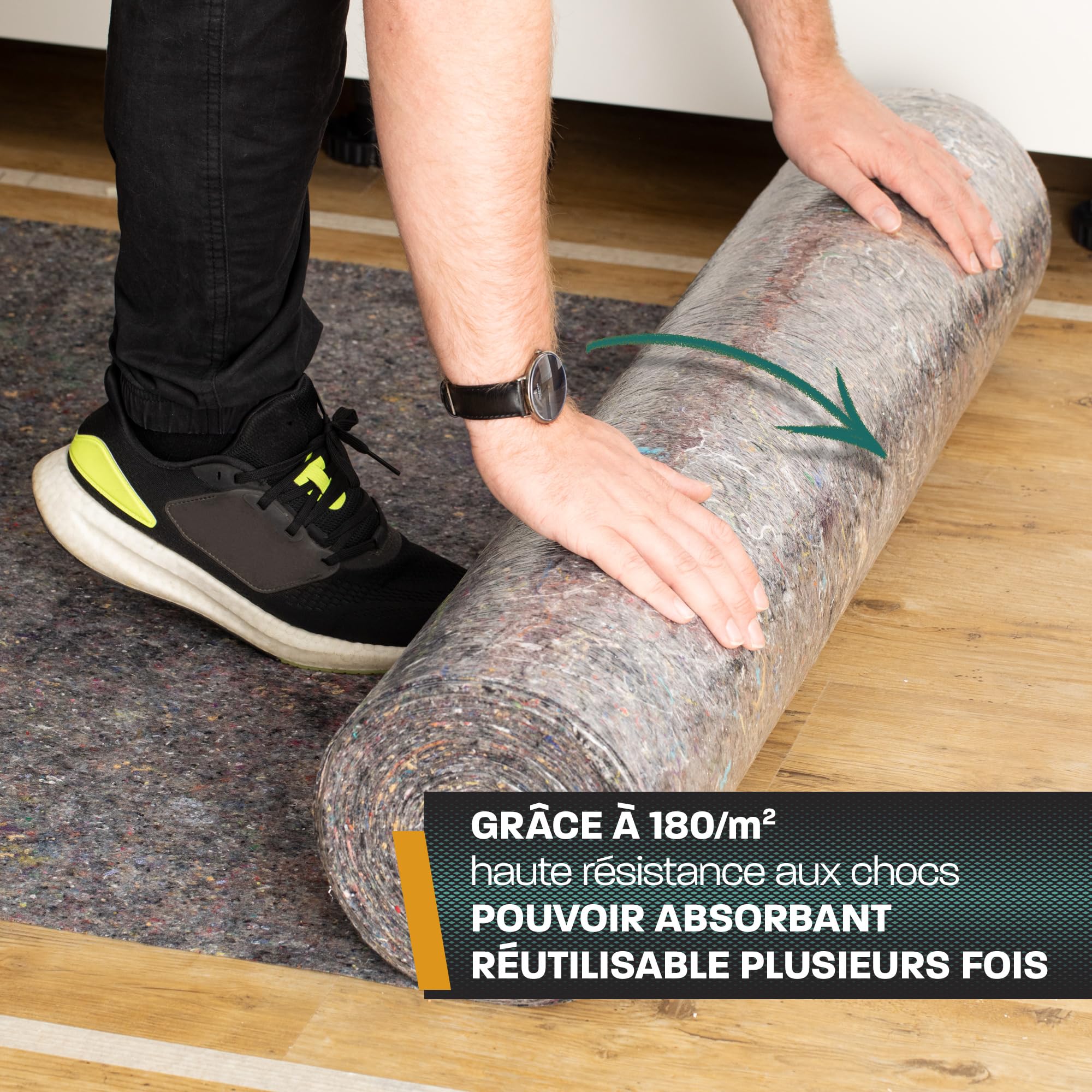 Hinrichs Couverture Protection 1 m x 50 m = 50 m² - Couverture Demenagement 180g par m2 d’Epaisseur avec Revêtement Antidérapant PE - Couverture de Demenagement Protection de Surface