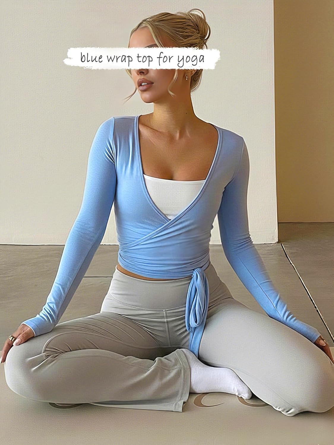 Navneet Women Long Sleeve Ballet Pilates Yoga Wrap Tie Front Tops Workout Gym Shirts Cardigan - Image 5