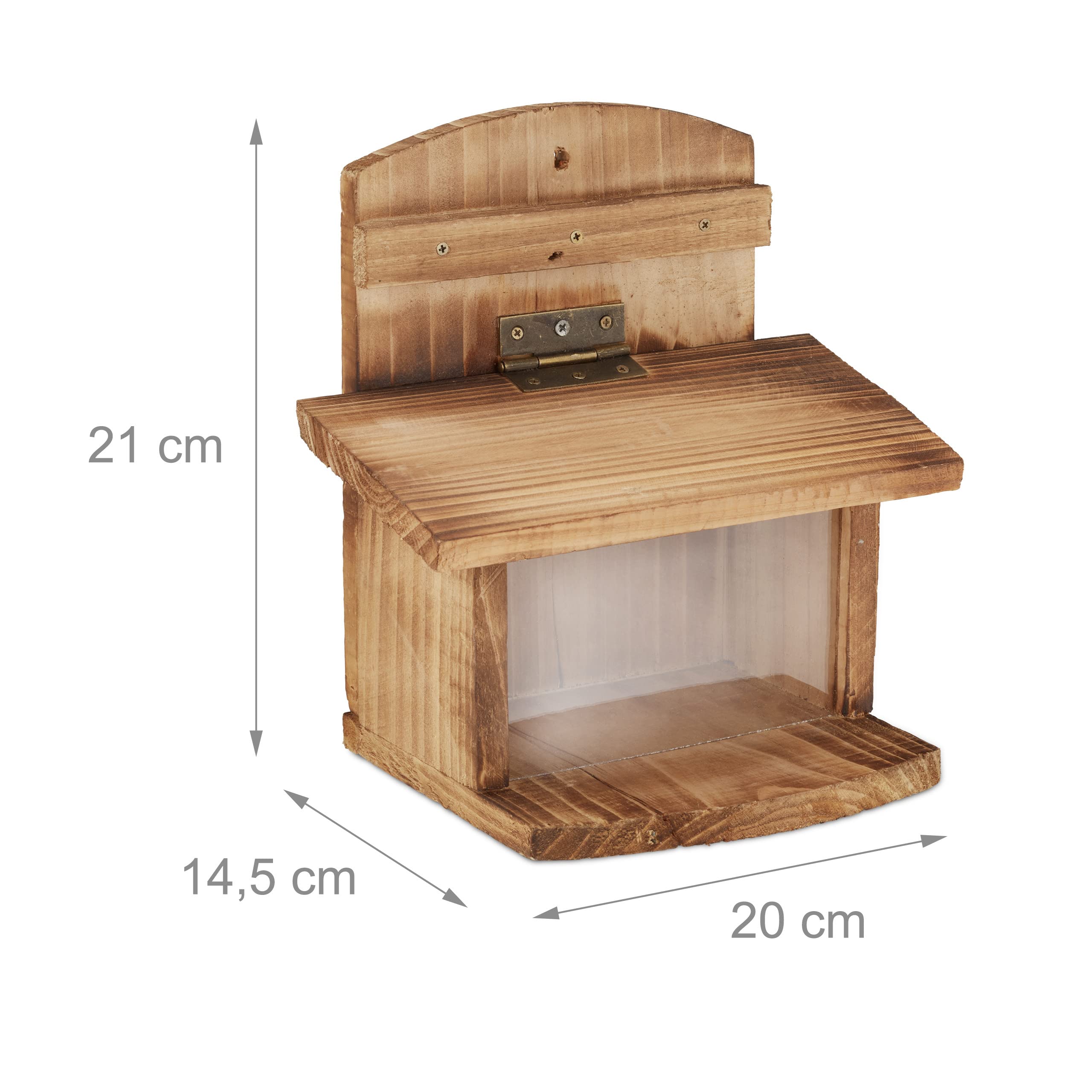 Relaxdays Set da 2 Mangiatoie per Scoiattoli da Appendere, in Legno, Resistente alle intemperie, con Coperchio, Natura