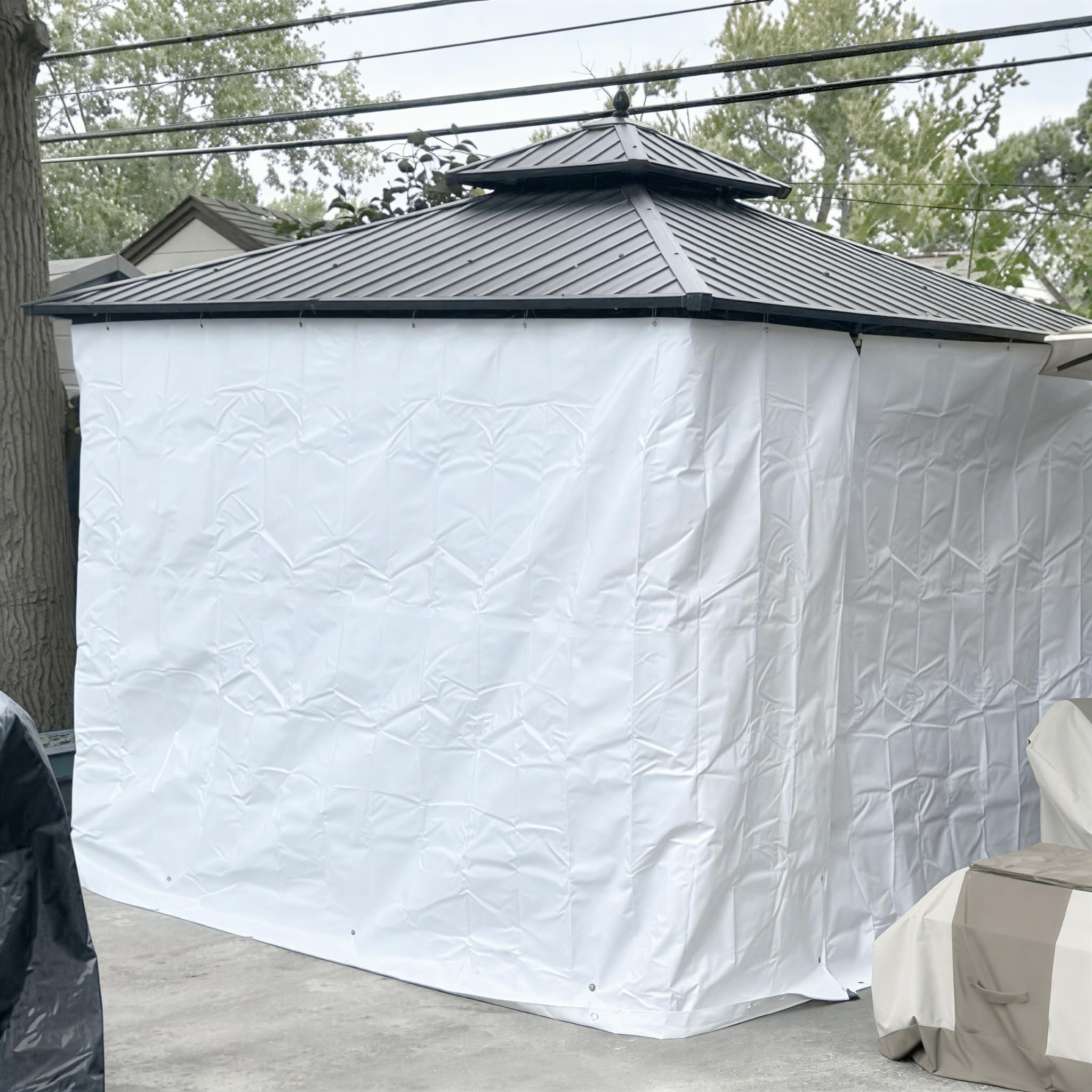 Blanco Lonas Impermeables Exterior, Lonas de Exterior Reforzado PE con Ojales, Duradera Toldo Impermeable para Jardín, Piscinia, Terrazas, Vehículos, Coche, Muebles, Leña - 4x6m