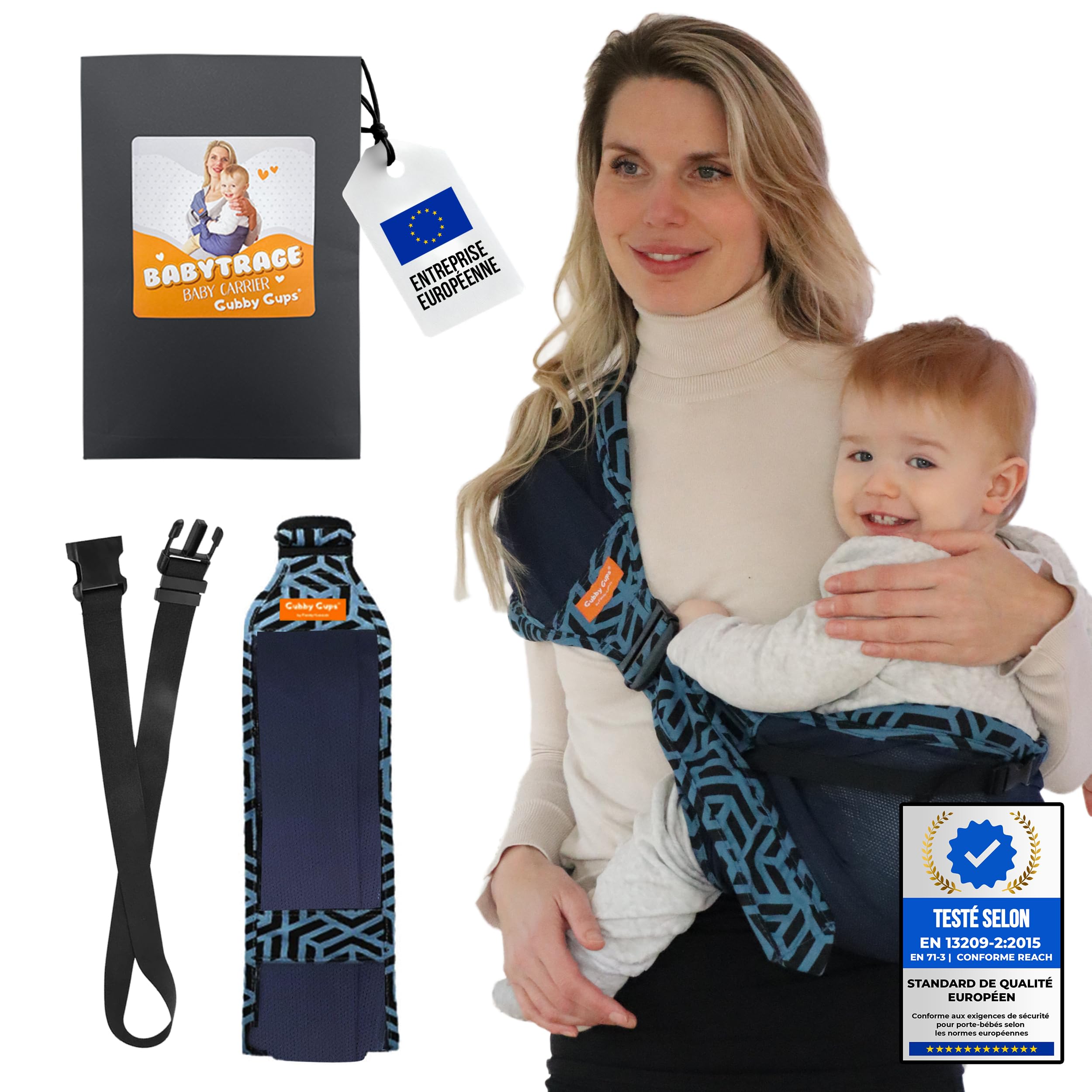 GUBBY GUPS Porte-Bébé Hanche Ergonomique V3.0 – Portage Bébé Latéral Léger Compact 15 kg