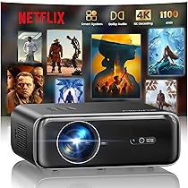 WiMiUS Proiettore (Netflix Ufficiale, Dolby, Autofocus) Smart Proiettore 4K Support, WiFi Bluetooth Videoproiettore Full HD 1080P Nativo Portatile con Auto Keystone, Zoom 50%, HDMI ARC, CEC per Home Cinema