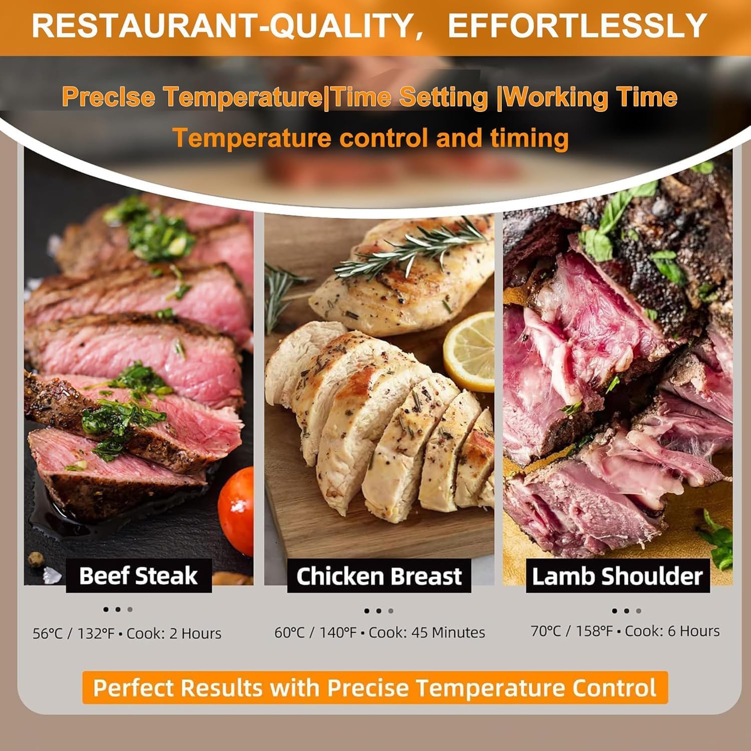 Sous Vide Machine 1600W, IPX7 Waterproof Immersion Circulator, LCD Touchscreen, Ultra-Quiet 15 dB, Stainless Steel, Precise Temperature Control for Perfect Low-Temp Cooking