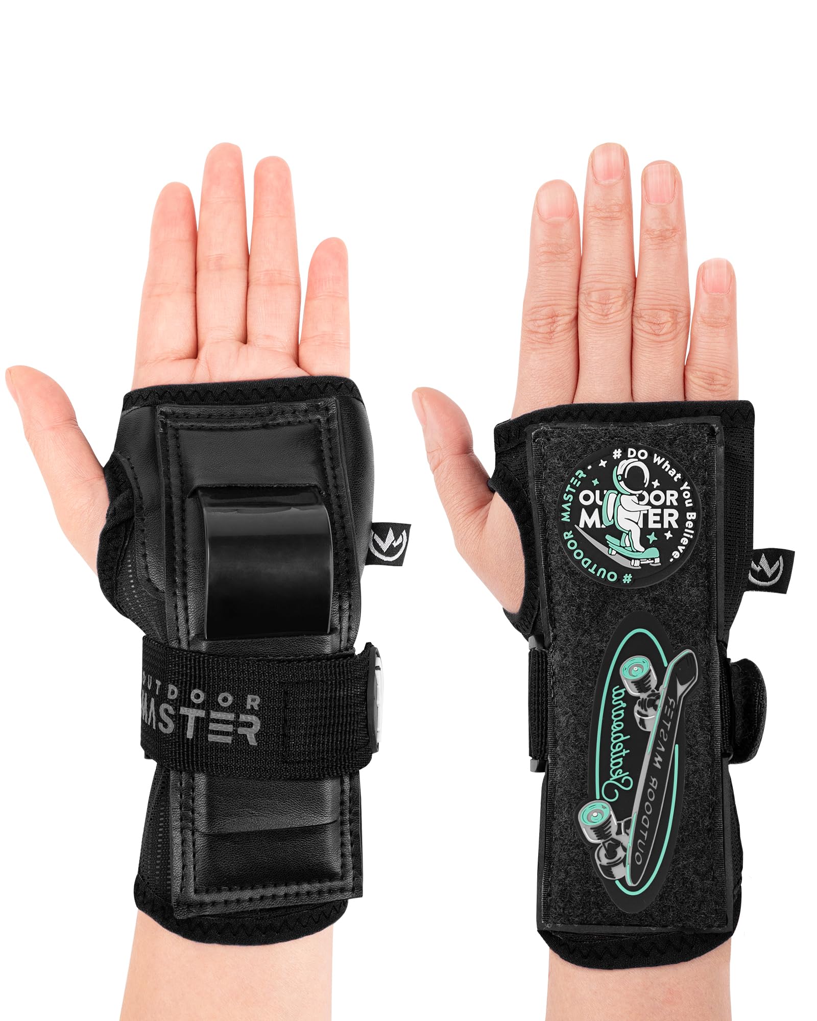 OutdoorMaster Wrist Guards for Snowboarding, Skating, Skateboarding, Impact Resistant Wrist Brace with Splints and Adjustable Strap, Wristsaver Wrist Support Protective Gear for Adults/Youth (1 Pair)