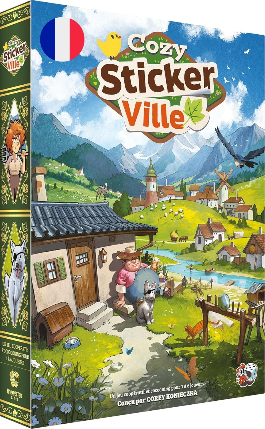 Asmodee - Cozy Stickerville - Unexpected Games - Legacy Cooperative Narrative Game - Ages 8+ - Customizable - French Version